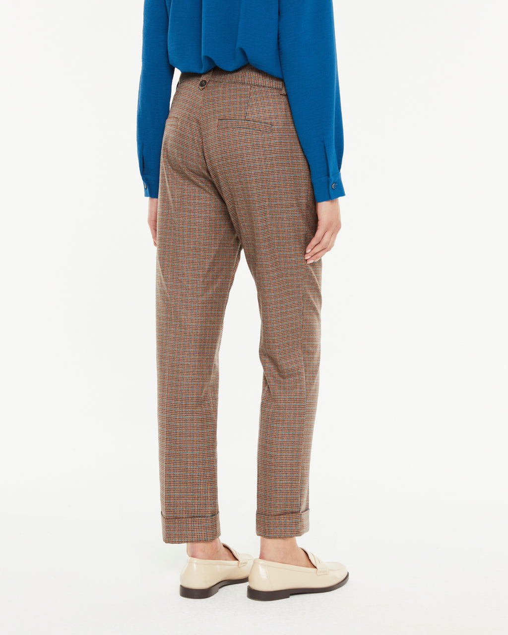 Pantalon droit pour femme à imprimé à carreaux