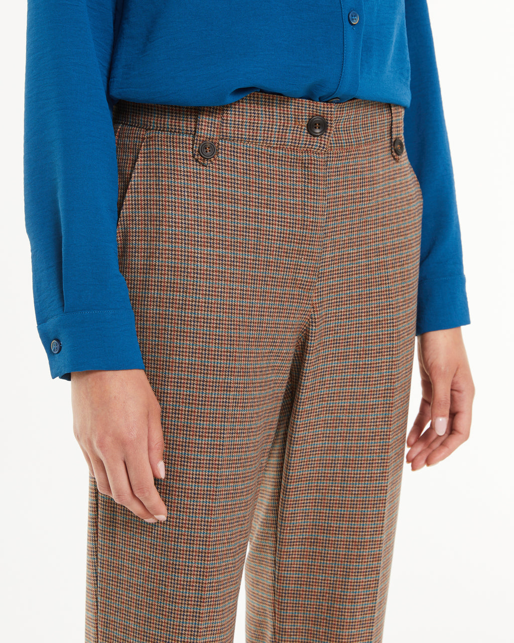 Pantalon droit pour femme à imprimé à carreaux