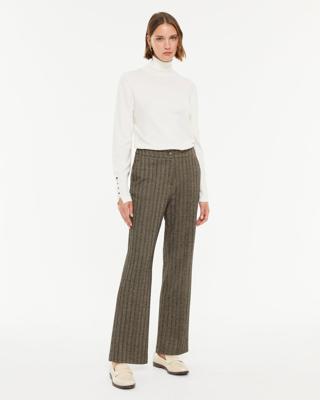 Pantalon droit pour femme à motif à chevrons