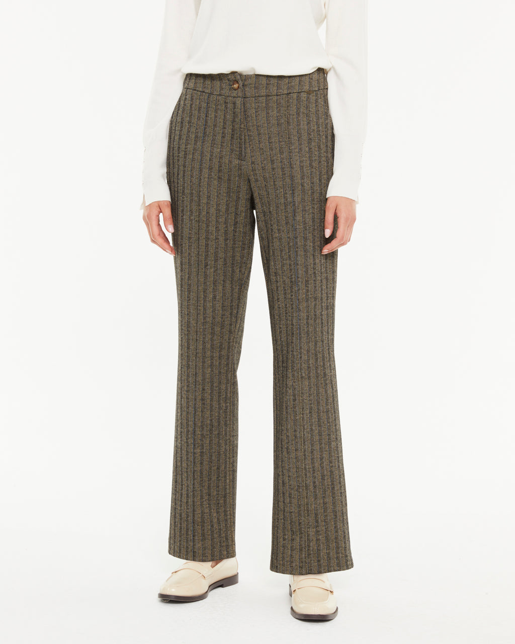Pantalon droit pour femme à motif à chevrons