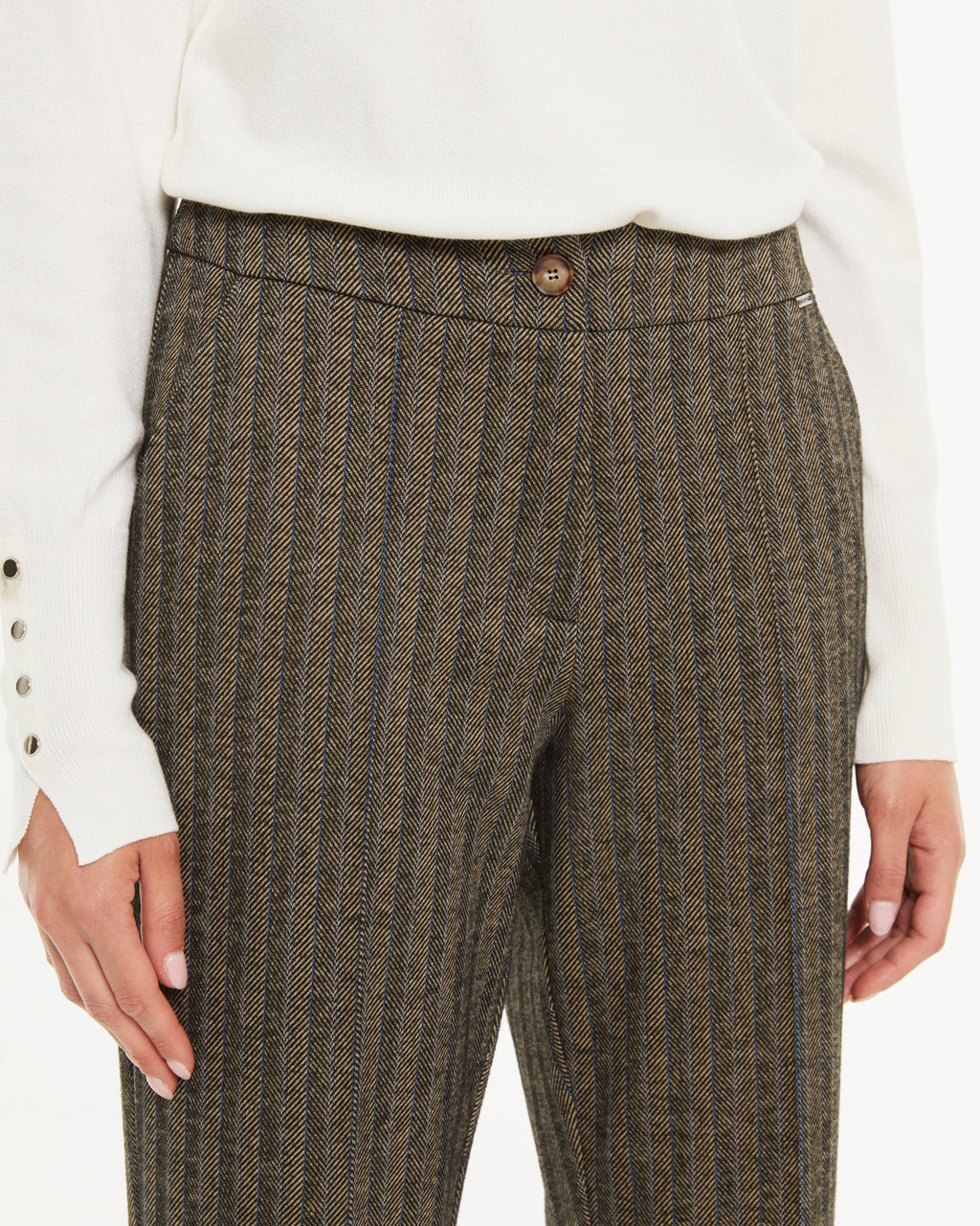 Pantalon droit pour femme à motif à chevrons