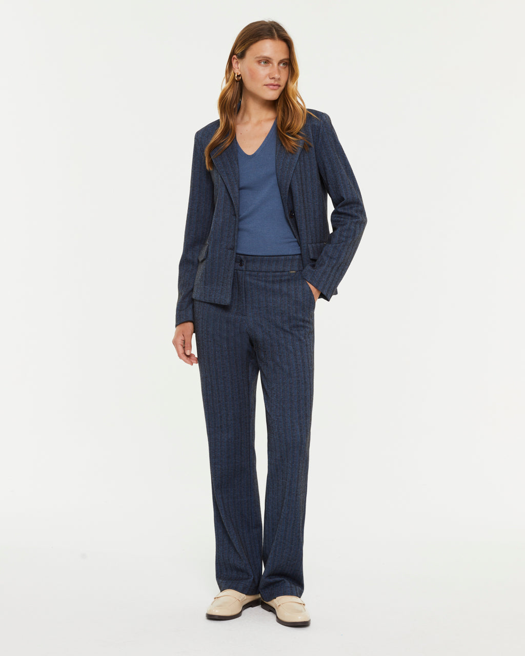 Pantalon droit pour femme à motif à chevrons