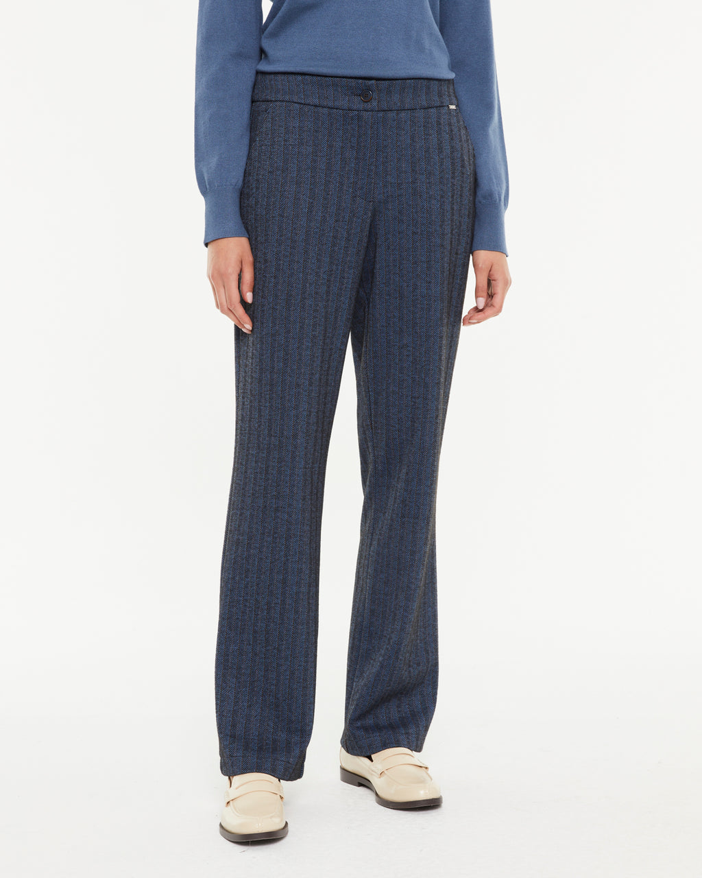 Pantalon droit pour femme à motif à chevrons