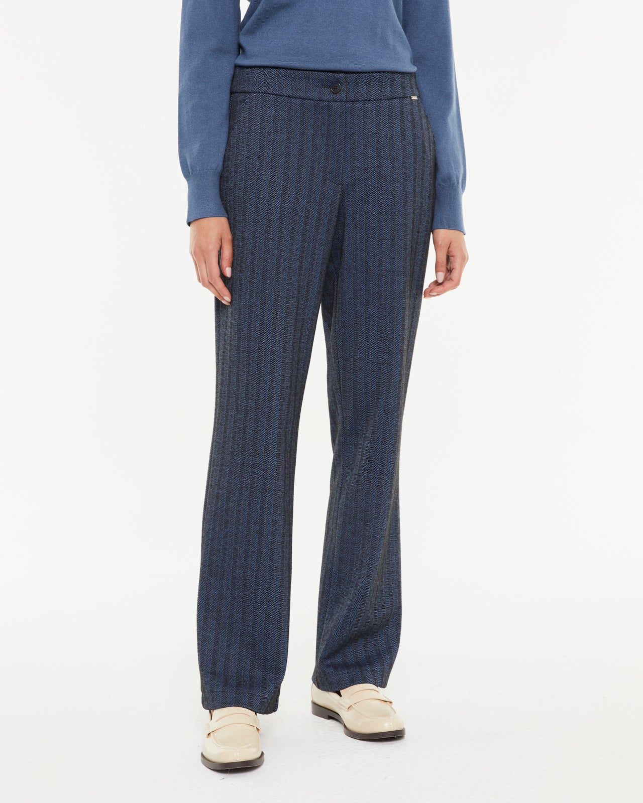 Pantalon droit pour femme à motif à chevrons