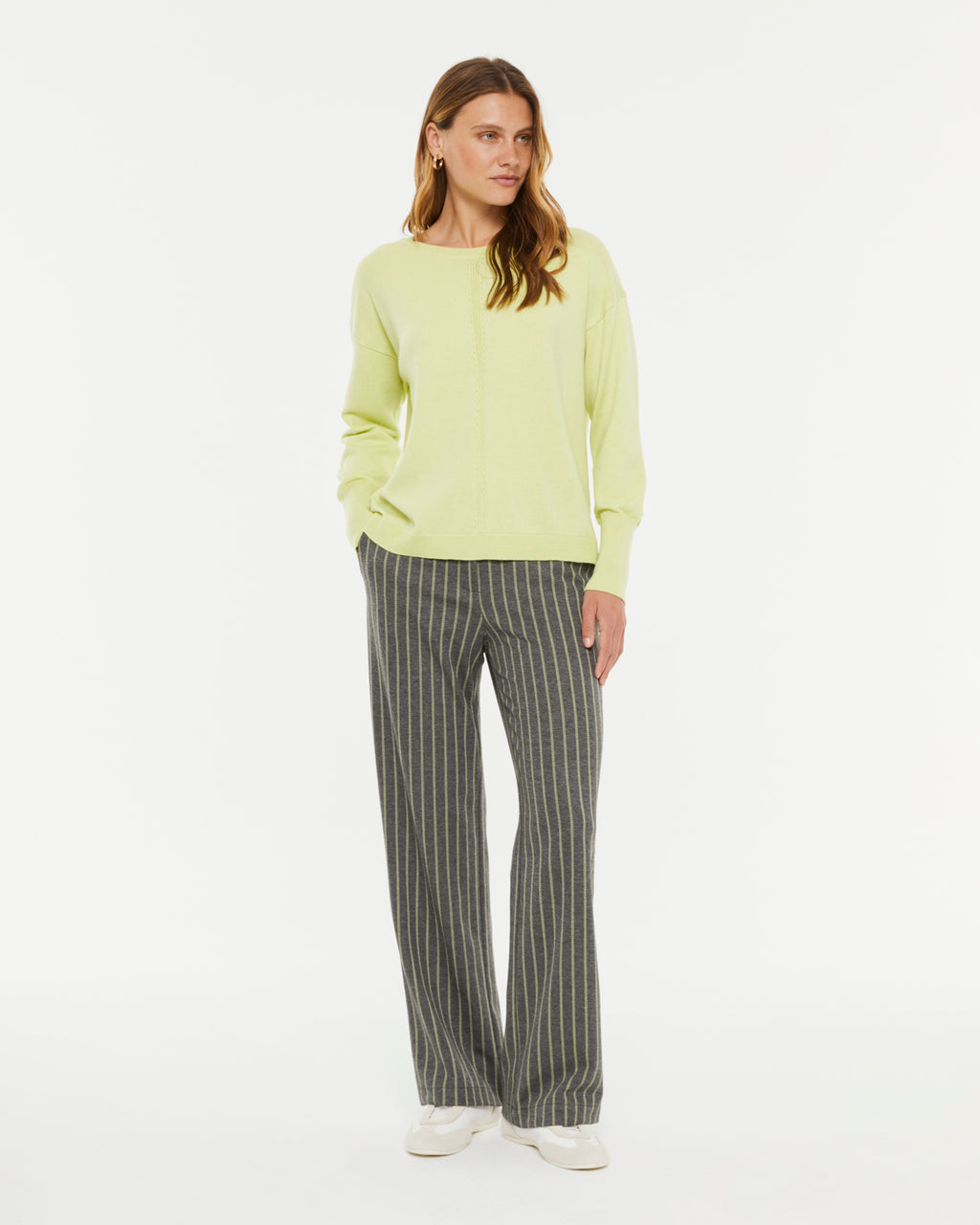 Pantalón recto de mujer punto estampado cintura elástica