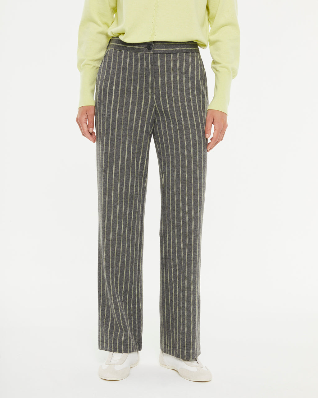 Pantalón recto de mujer punto estampado cintura elástica