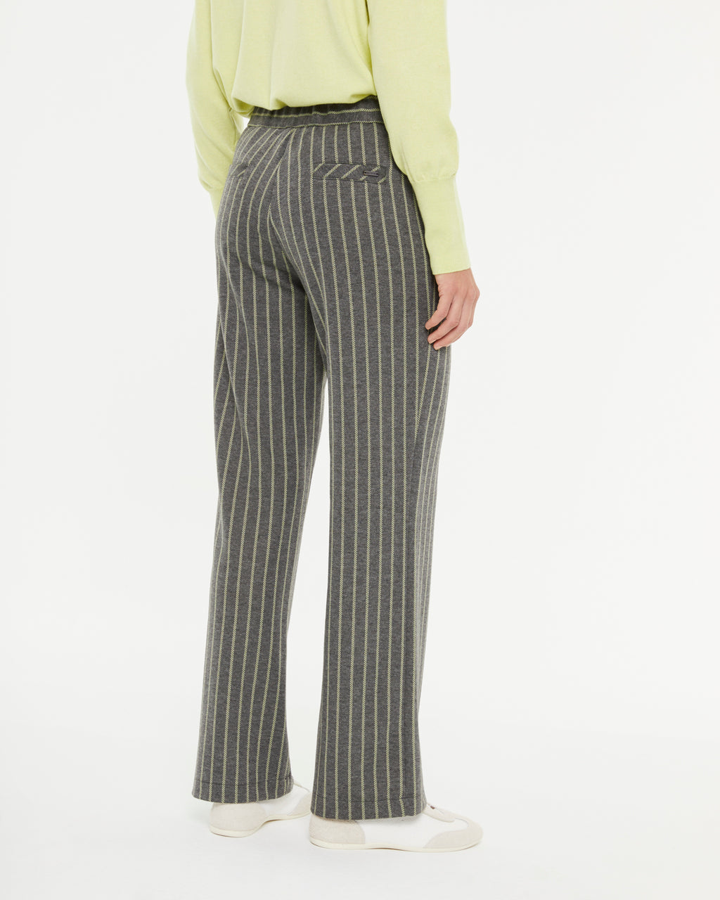 Pantalón recto de mujer punto estampado cintura elástica