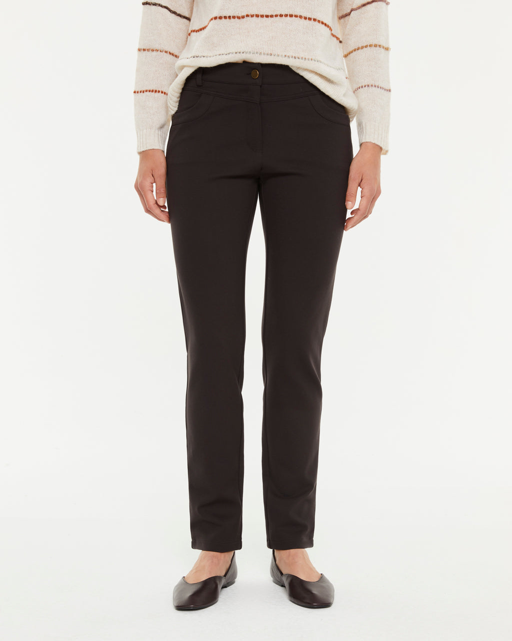 Pantalón recto de mujer en punto roma