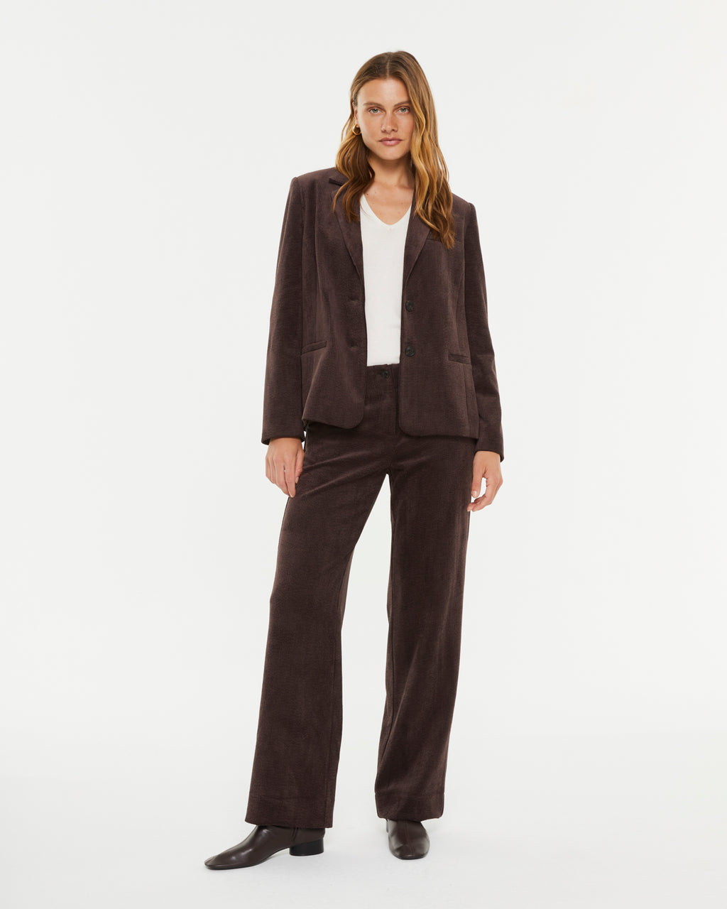 Pantalon en velours côtelé pour femme avec poches latérales
