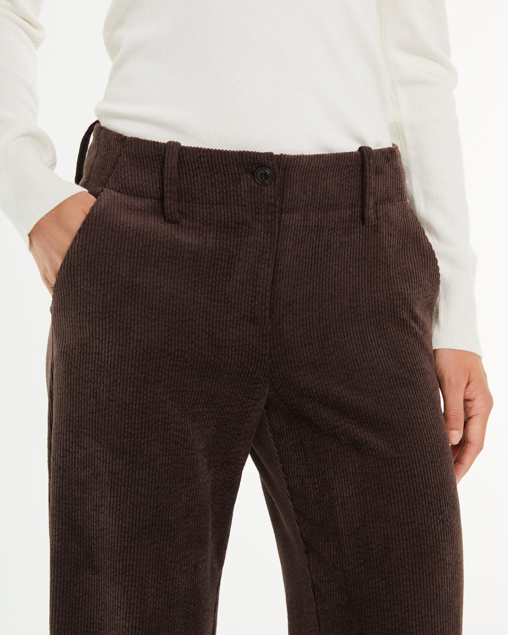Pantalon en velours côtelé pour femme avec poches latérales