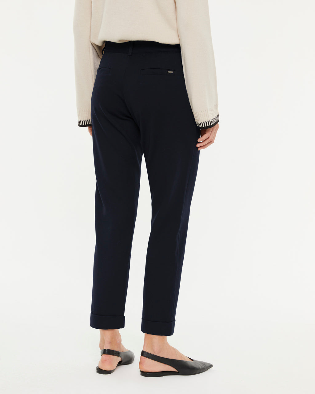 Pantalón recto de mujer punto roma cintura elástica