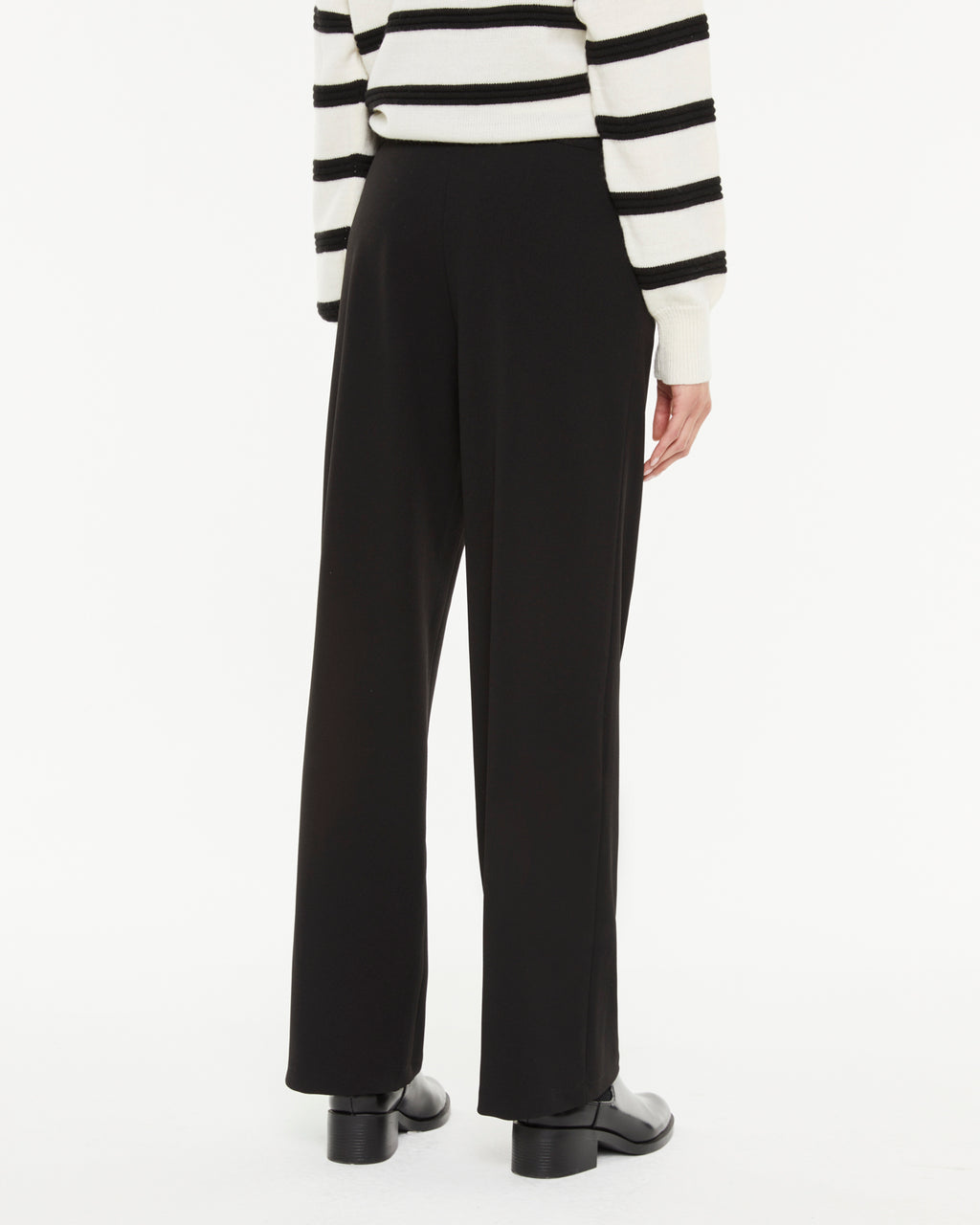 Pantalon large en tricot pour femme avec taille élastique