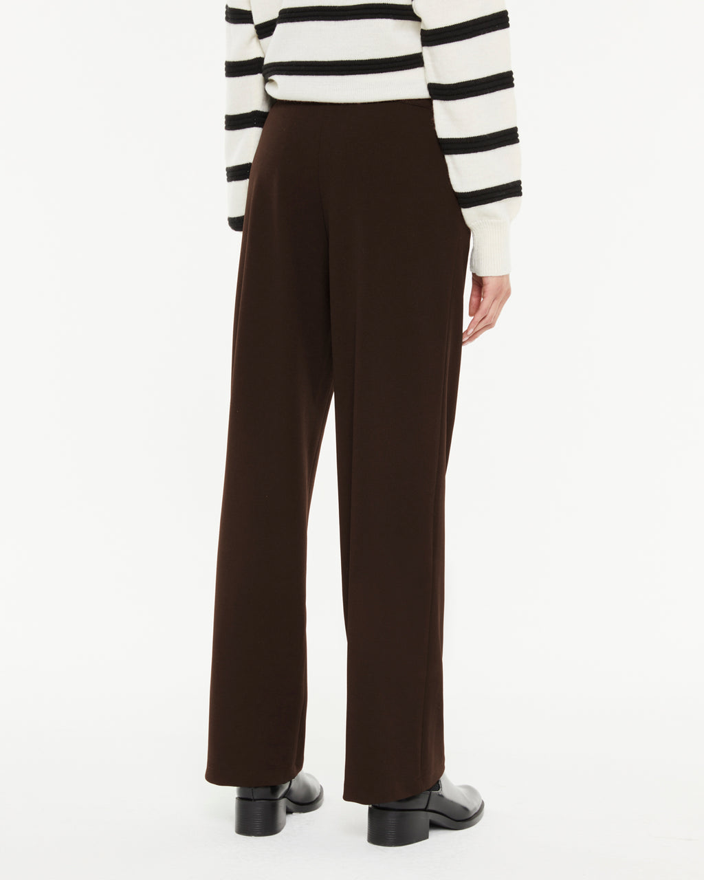 Pantalon large en tricot pour femme avec taille élastique