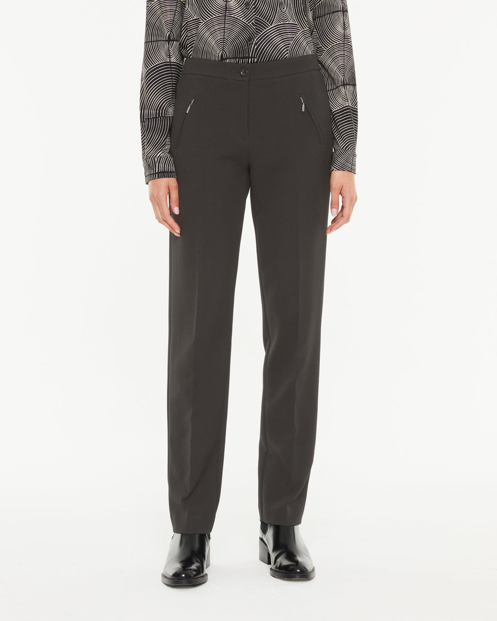 Pantalon droit pour femme avec poches zippées