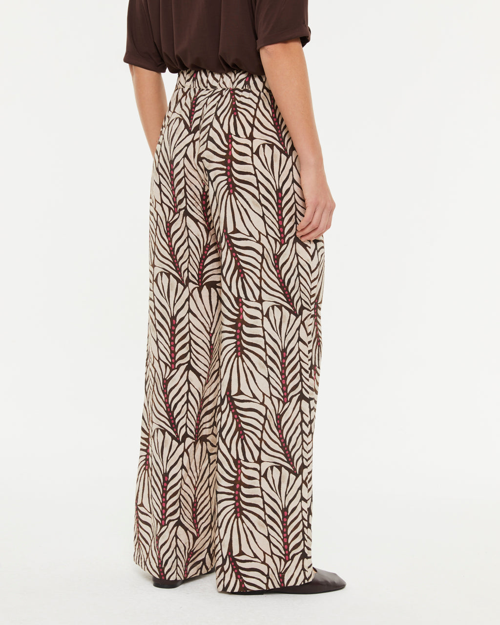 Pantalon large imprimé pour femme avec taille élastique
