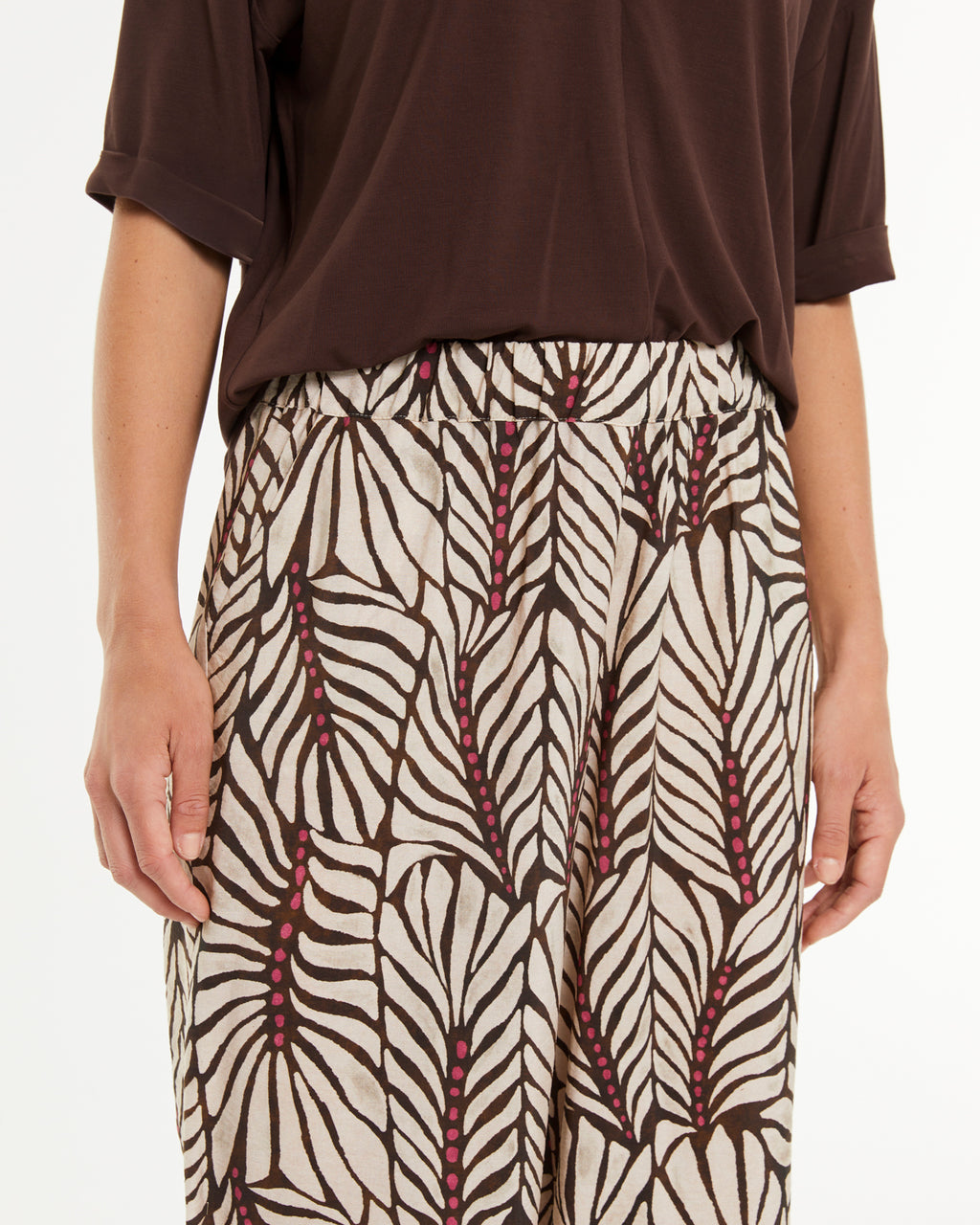 Pantalon large imprimé pour femme avec taille élastique
