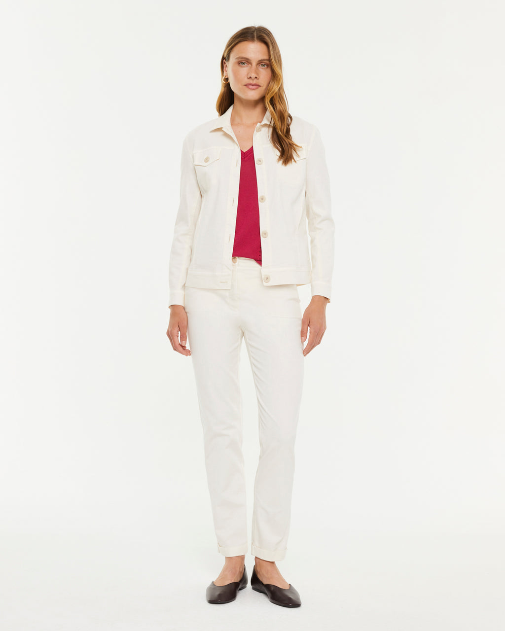 Pantalon femme avec ourlet à revers et poches latérales