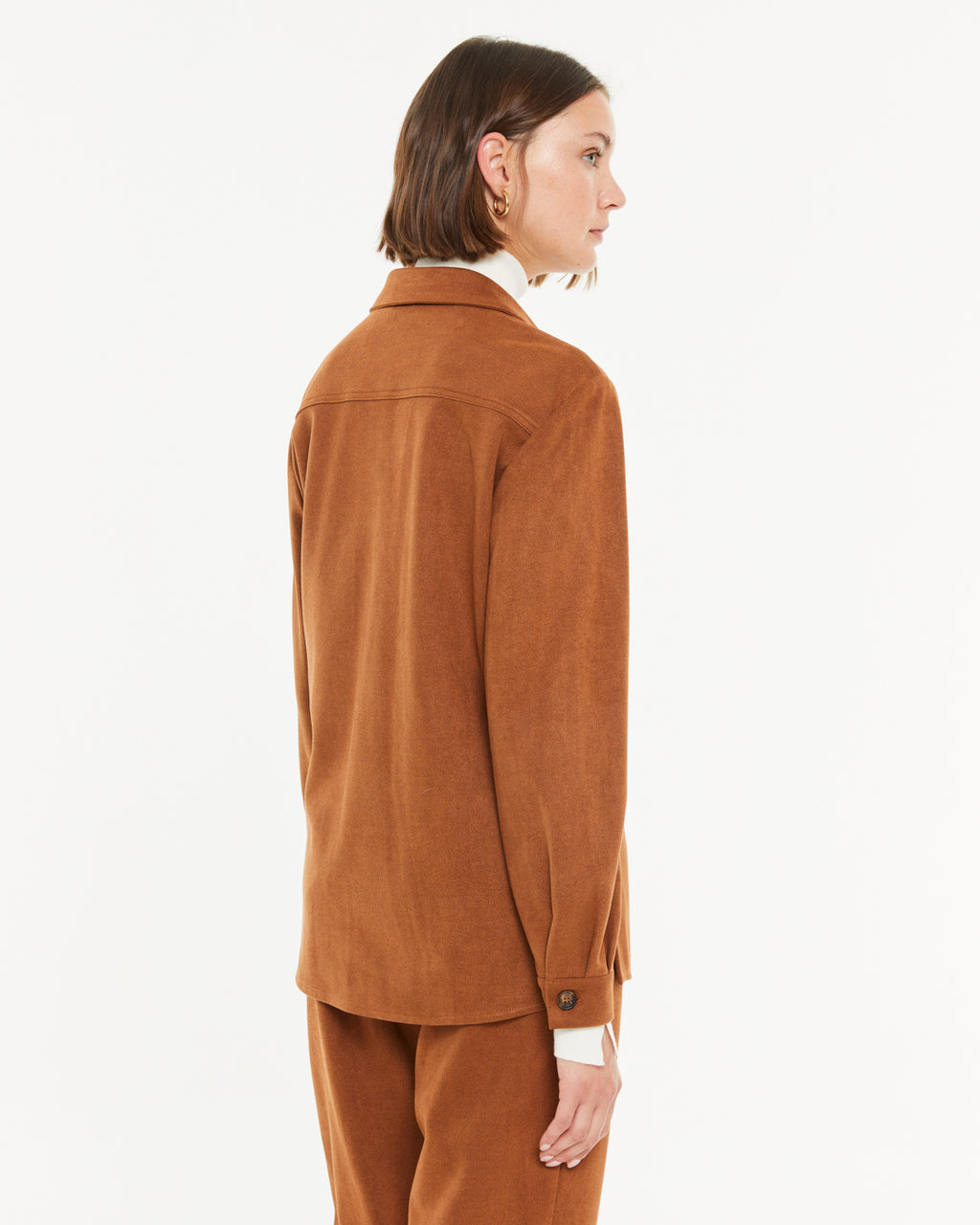 Veste surchemise effet daim pour femme