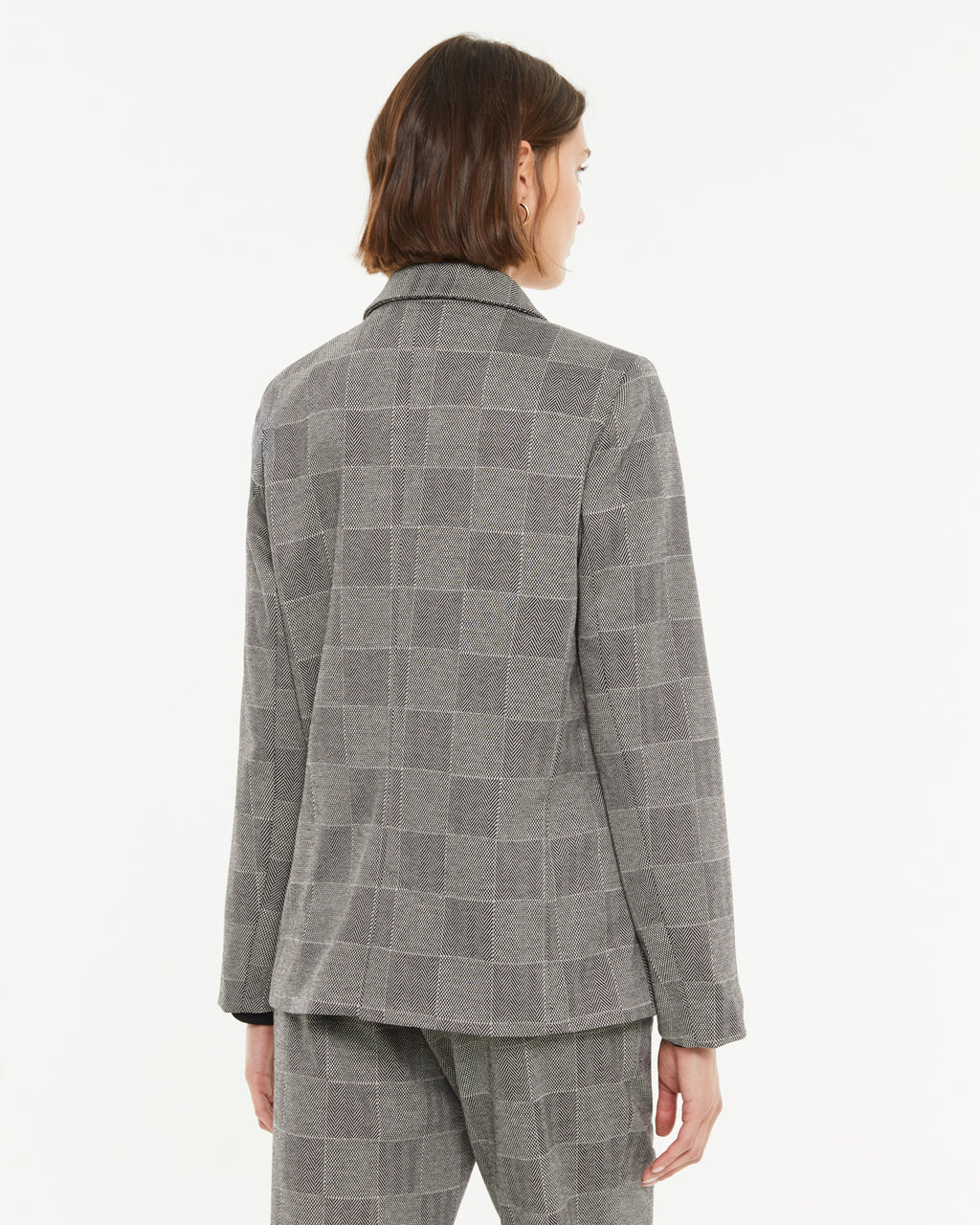 Blazer de mujer en punto estampado cuadros