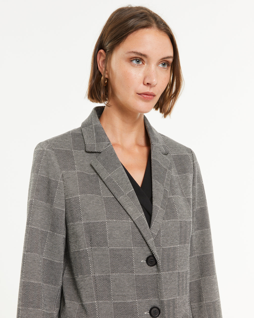 Blazer de mujer en punto estampado cuadros