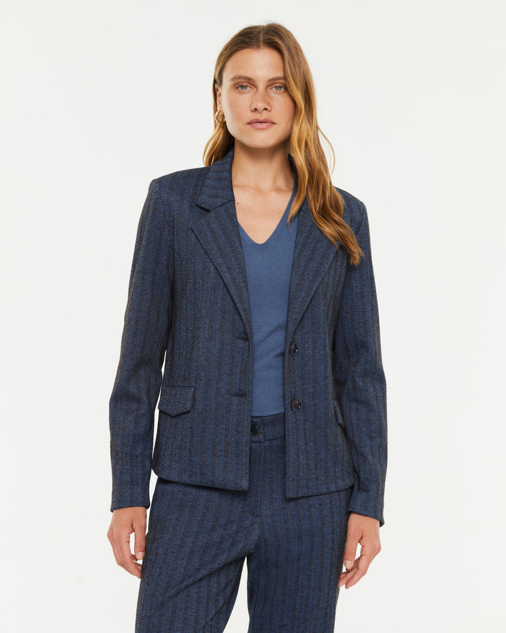 Blazer de mujer en punto estampado rayas