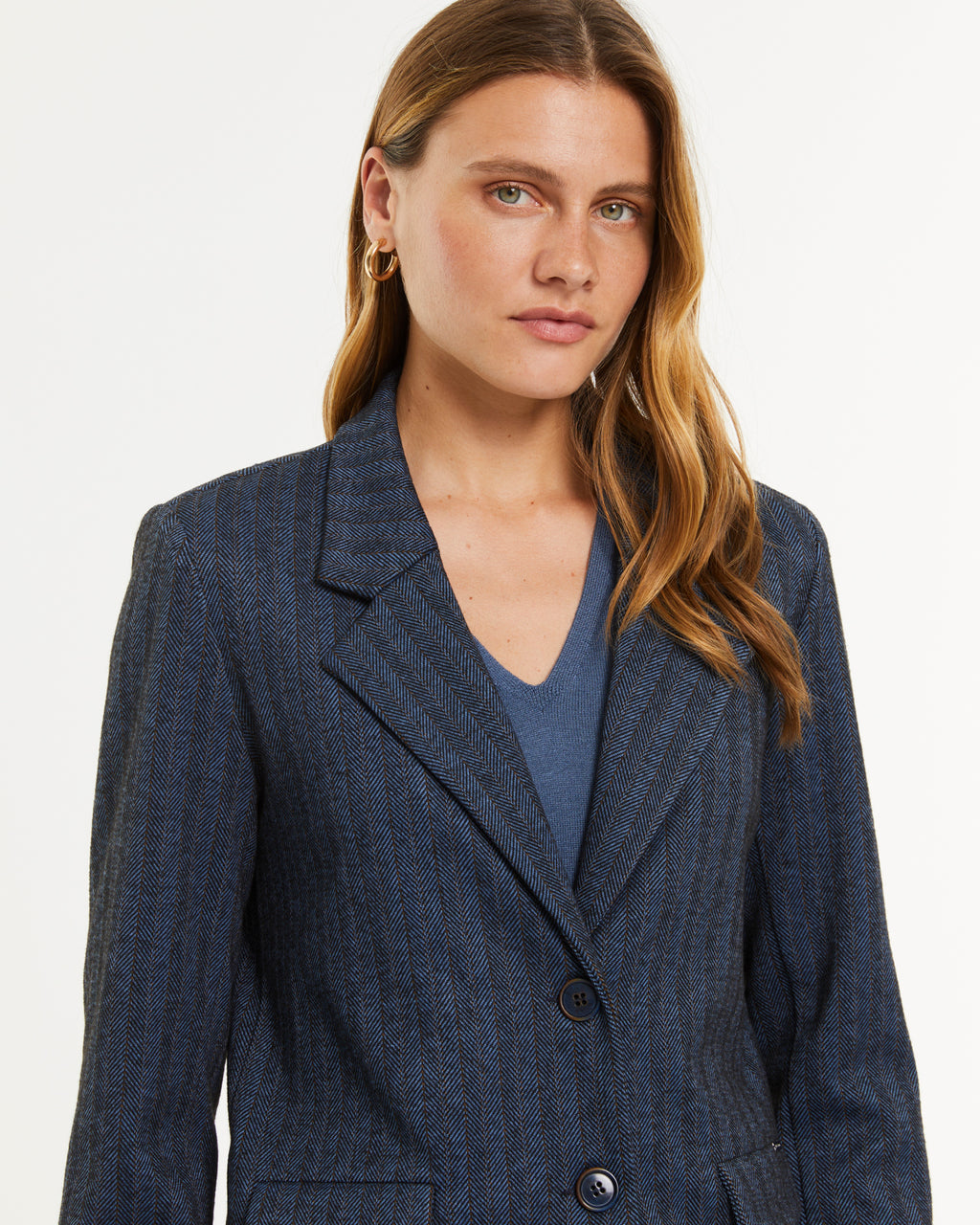 Blazer de mujer en punto estampado rayas