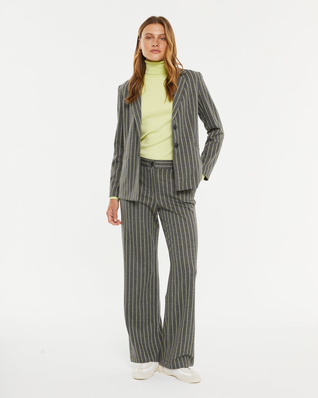 Blazer de mujer de punto estampado de raya diplomática