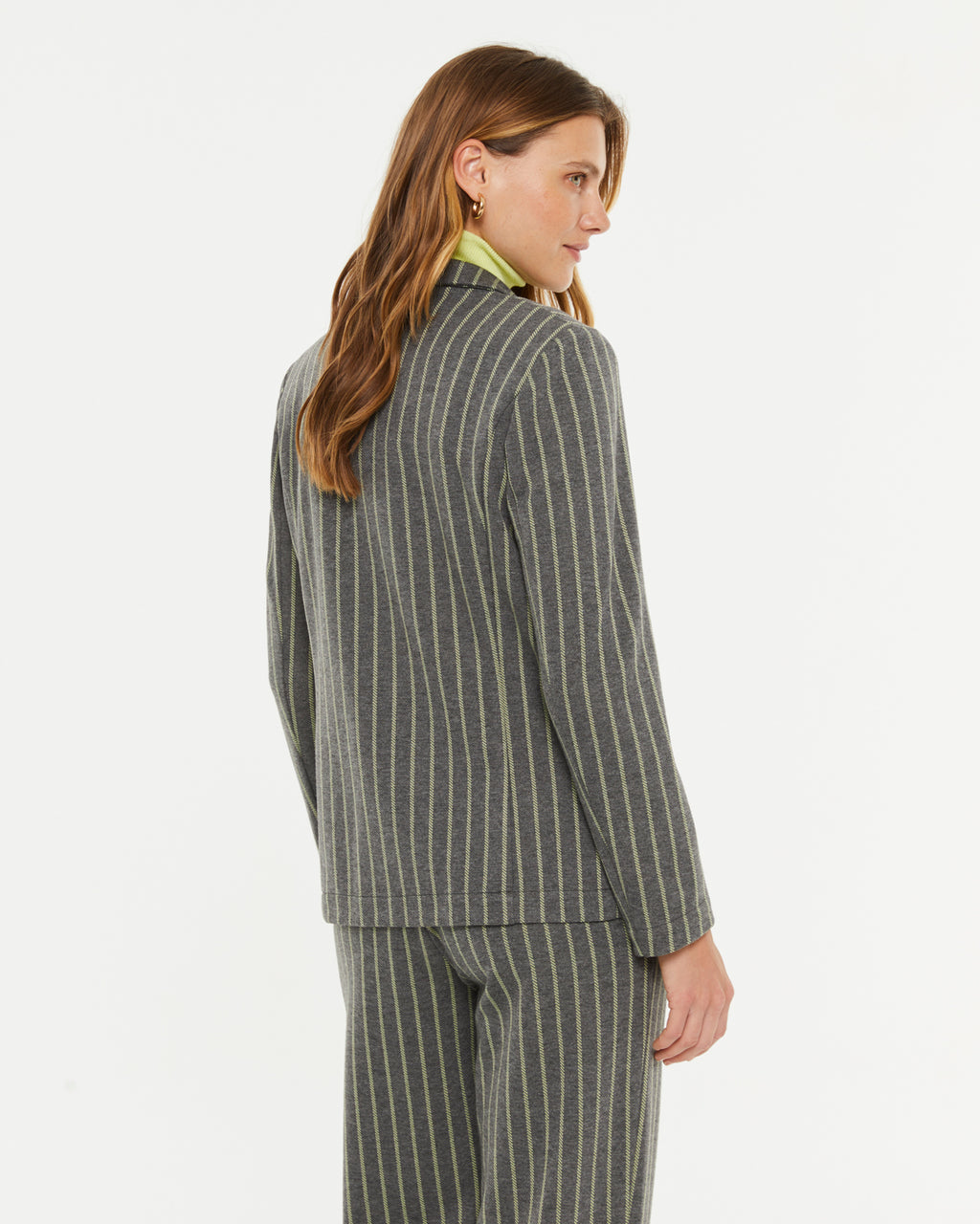 Blazer de mujer de punto estampado de raya diplomática