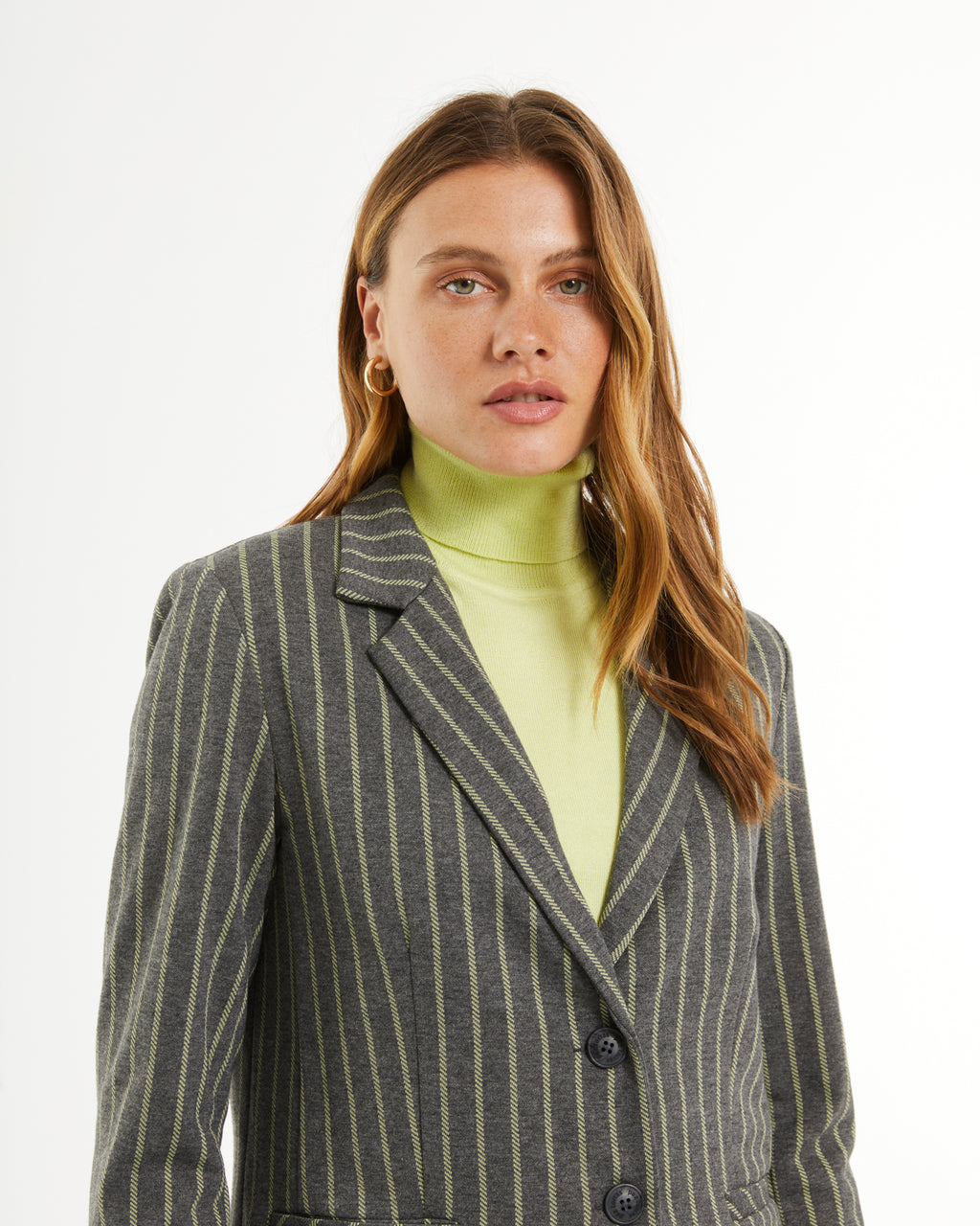 Blazer de mujer de punto estampado de raya diplomática