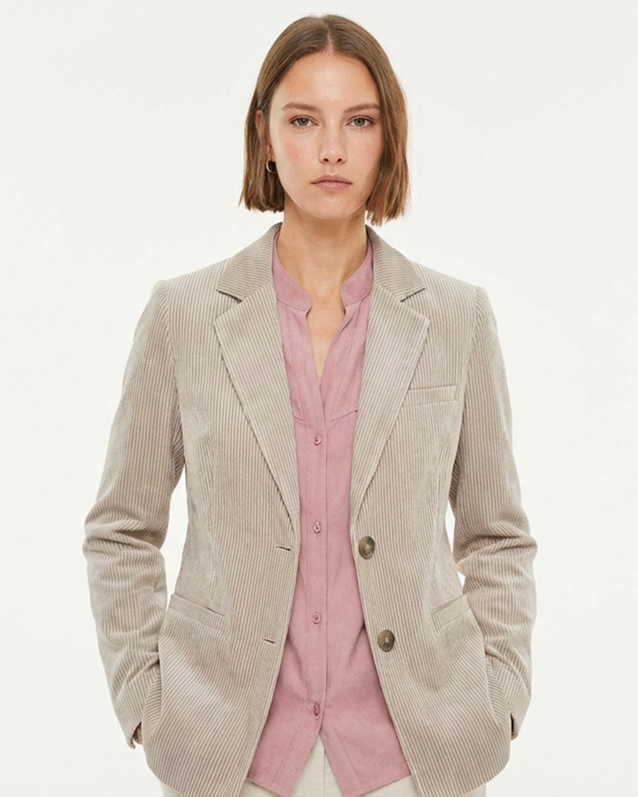 Blazer de mujer básica de pana cuello solapa