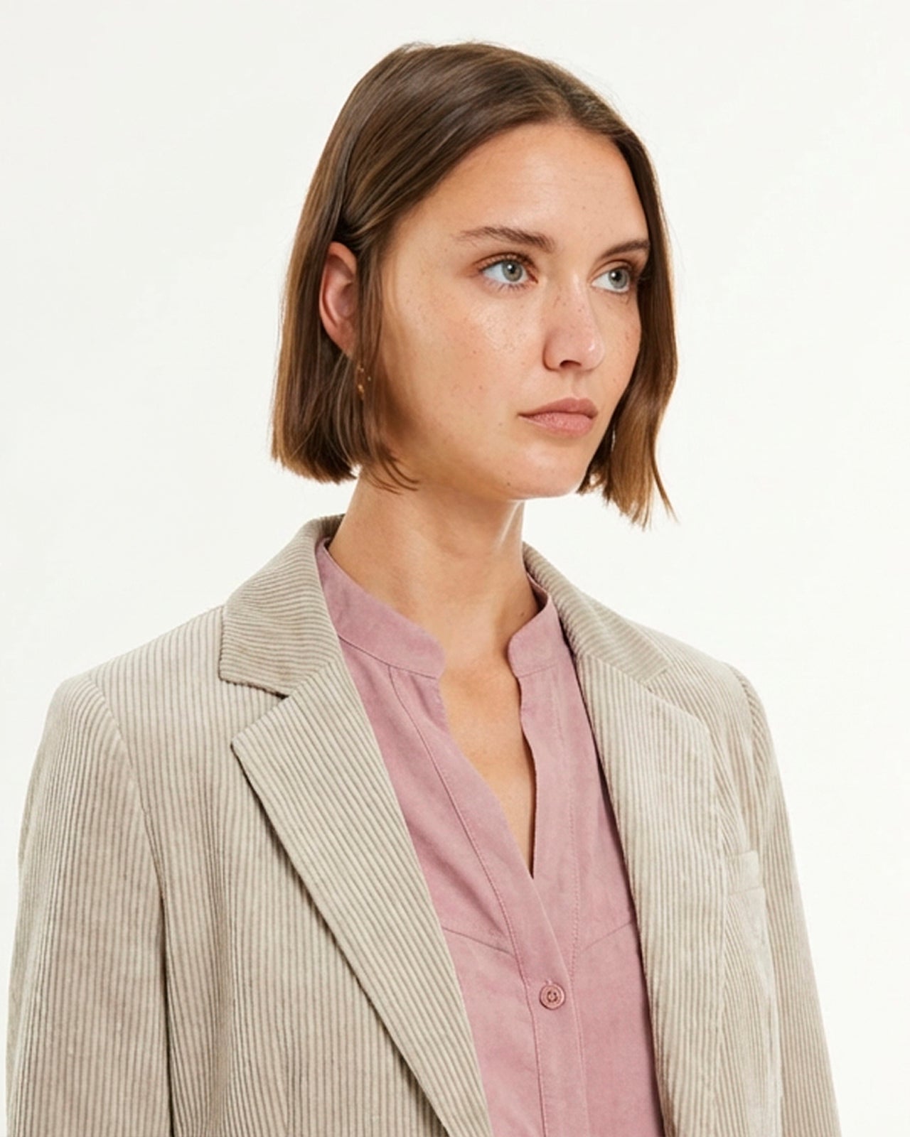 Blazer de mujer básica de pana cuello solapa