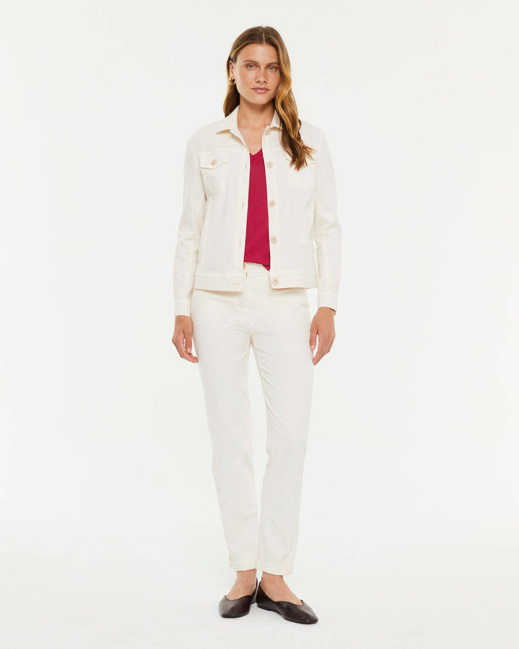 Chaqueta de mujer efecto denim blanco