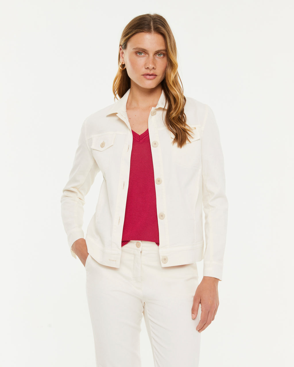 Chaqueta de mujer efecto denim blanco