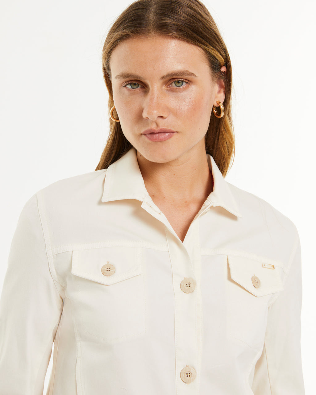 Chaqueta de mujer efecto denim blanco