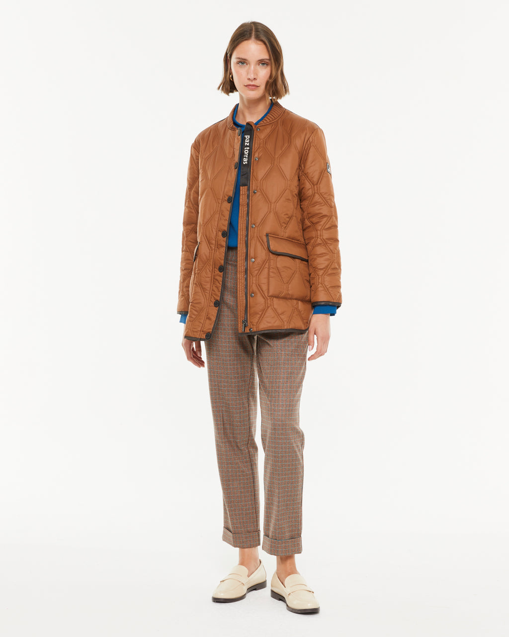 Parka de mujer acolchada bolsillos de plastrón