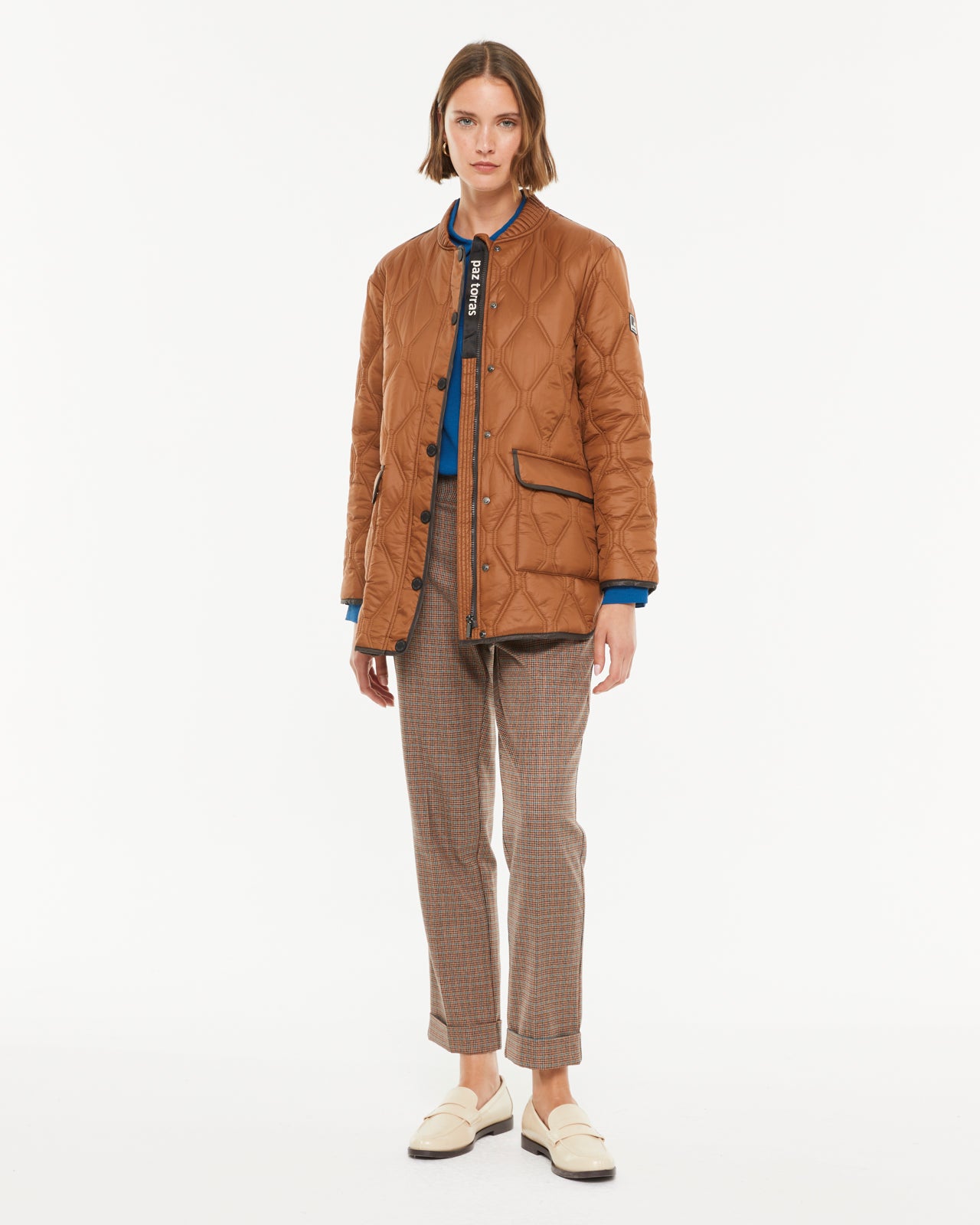 Parka de mujer acolchada bolsillos de plastrón