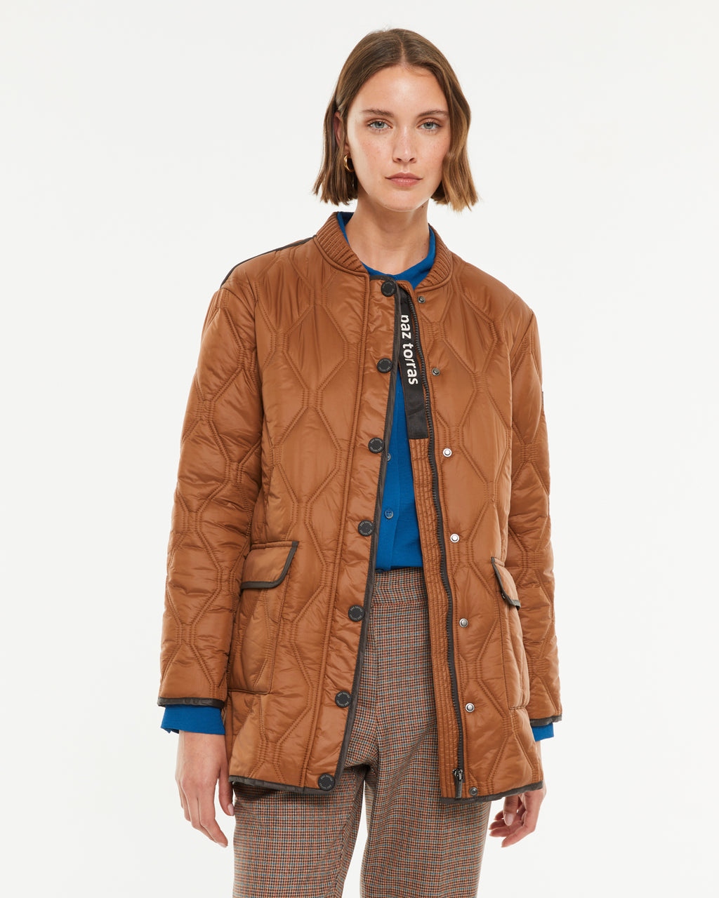 Parka de mujer acolchada bolsillos de plastrón