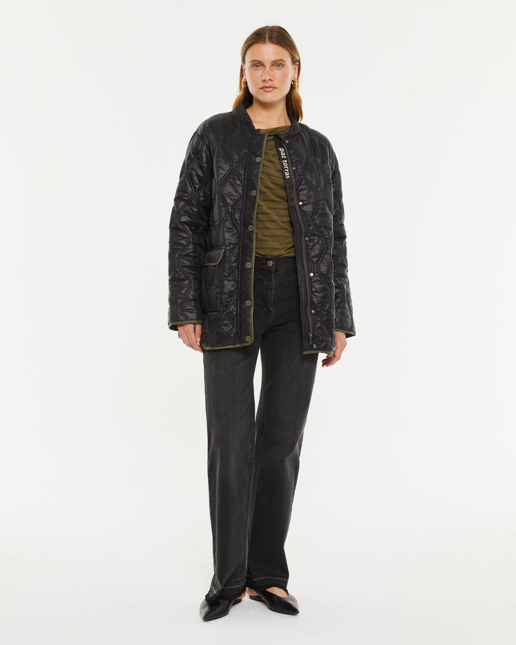 Parka de mujer acolchada bolsillos de plastrón