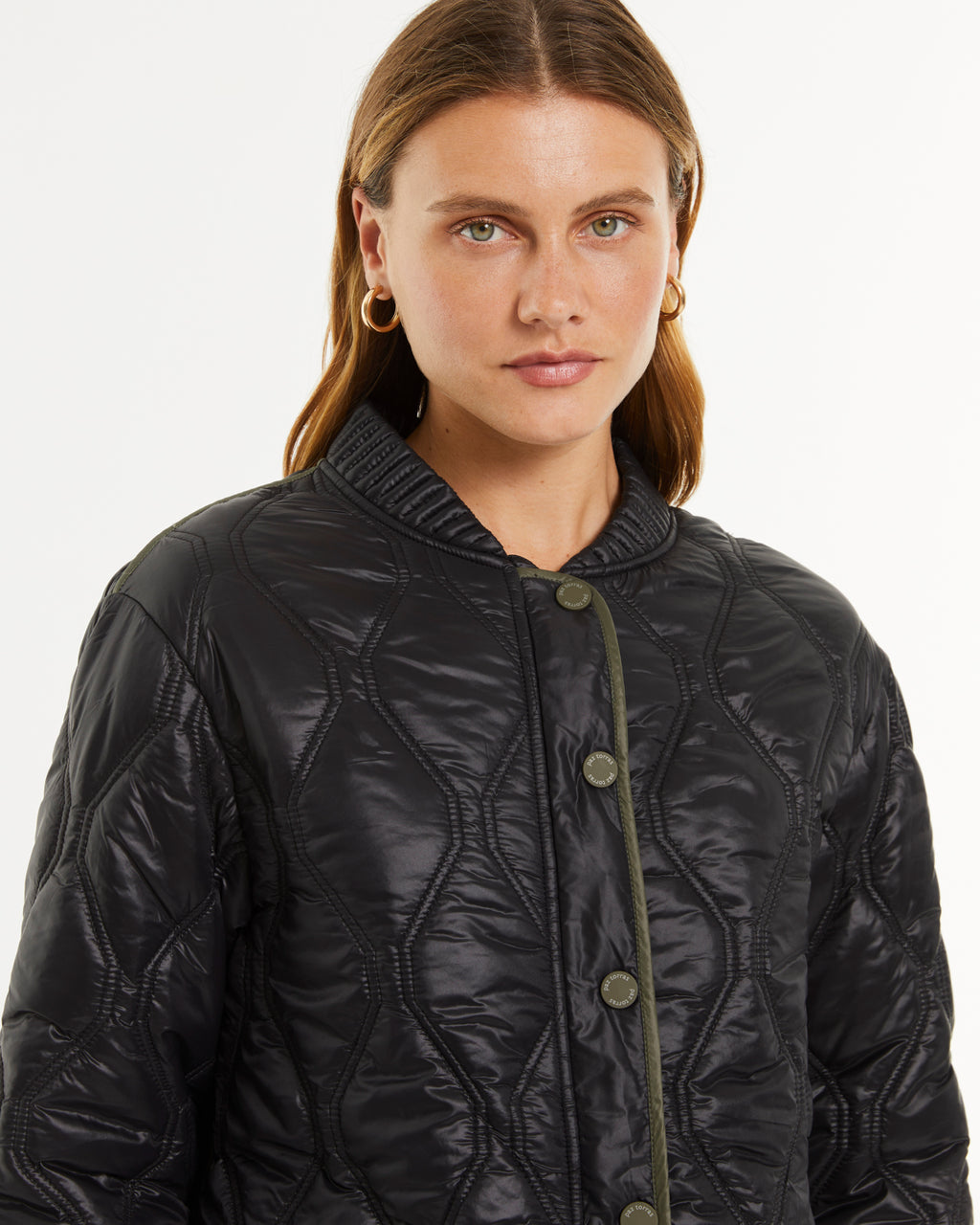 Parka de mujer acolchada bolsillos de plastrón