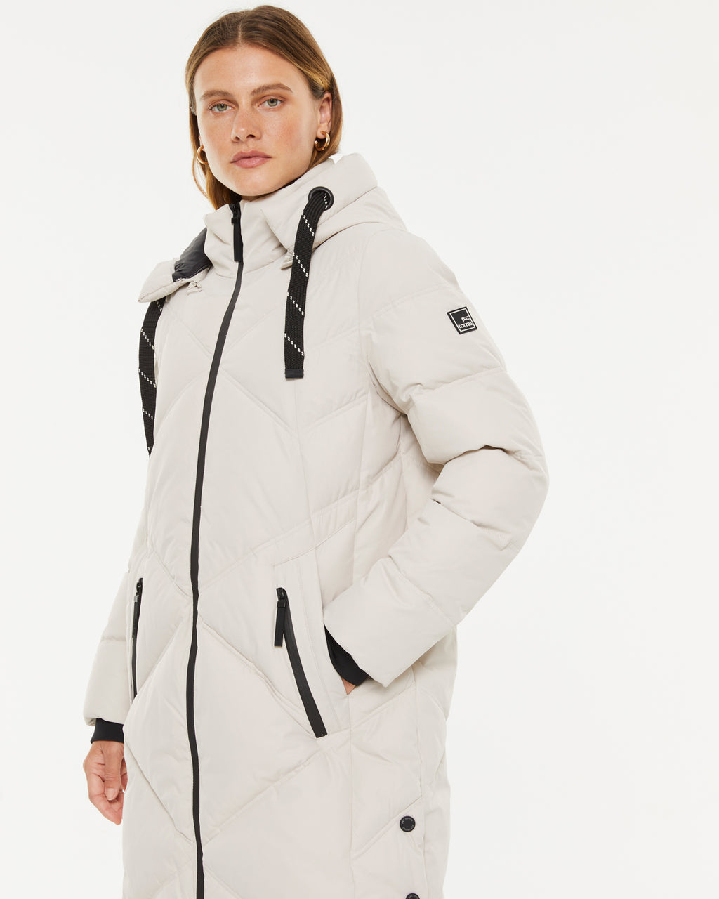 Parka larga de mujer bolsillos grandes capucha desmontable