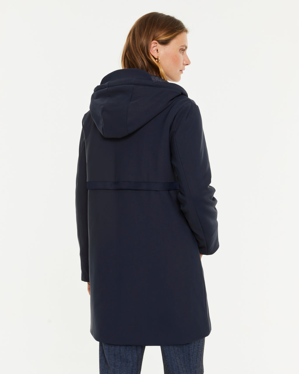 Parka larga de mujer con capucha y cremalleras