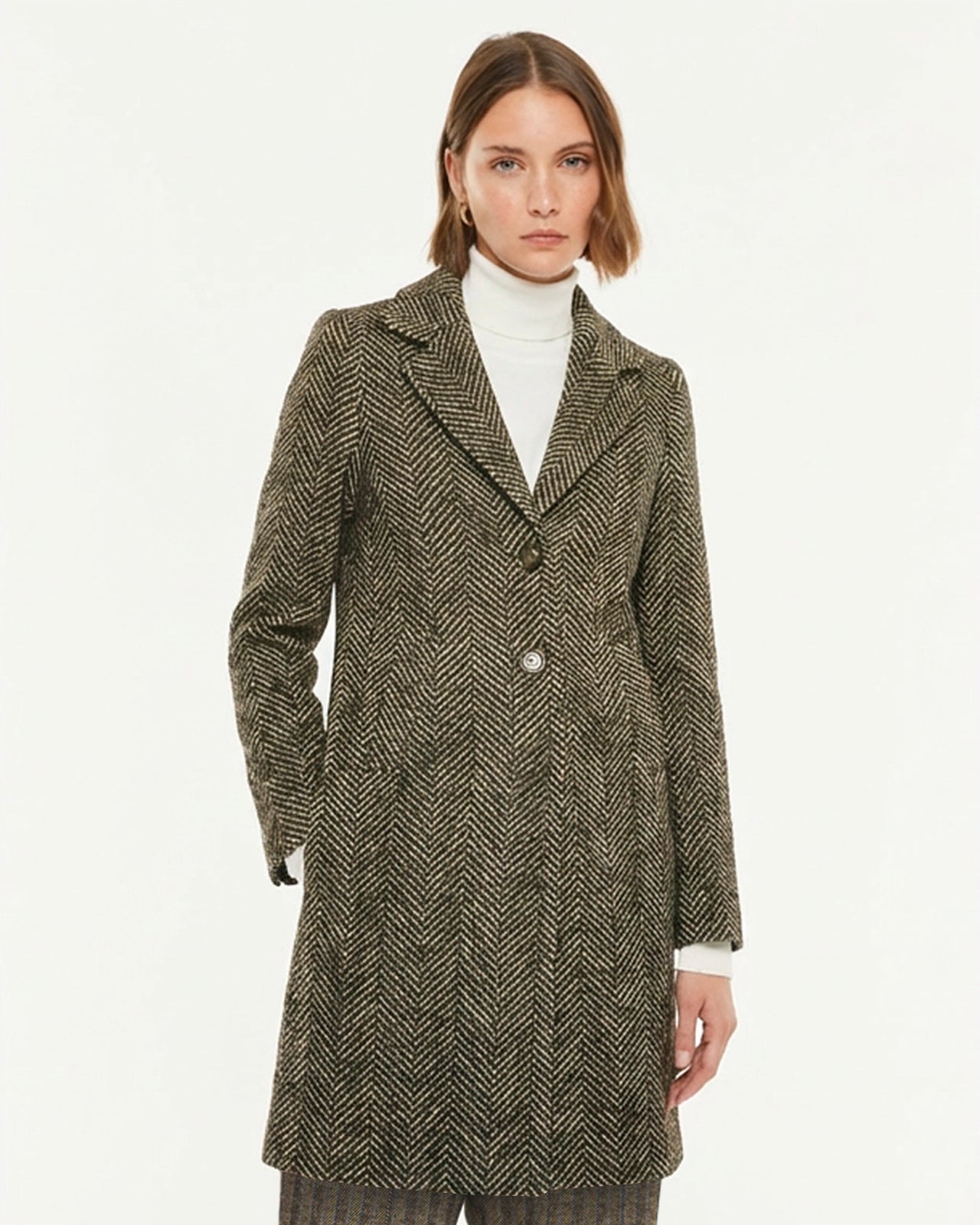 Abrigo de mujer estampado espiga con solapas