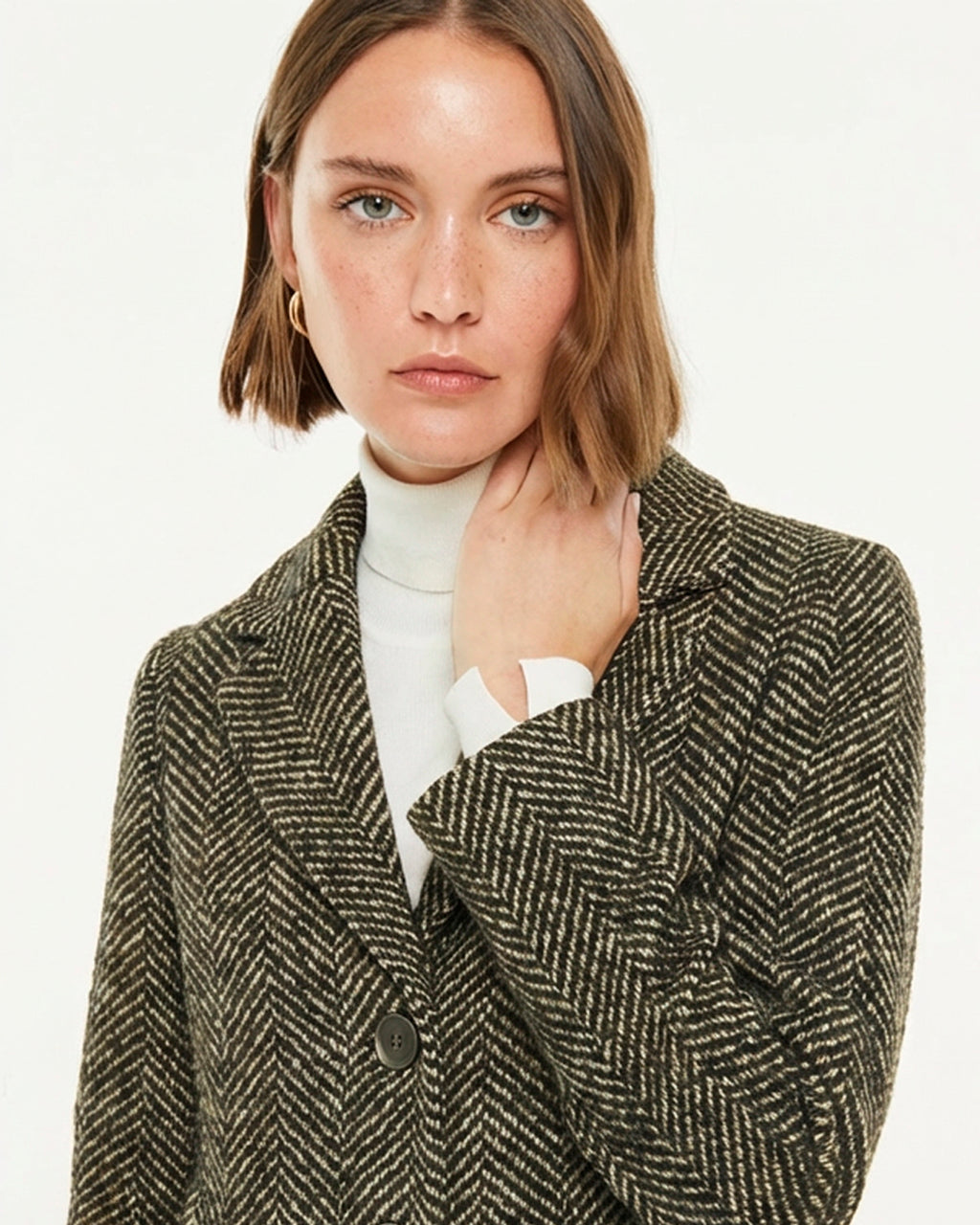 Abrigo de mujer estampado espiga con solapas