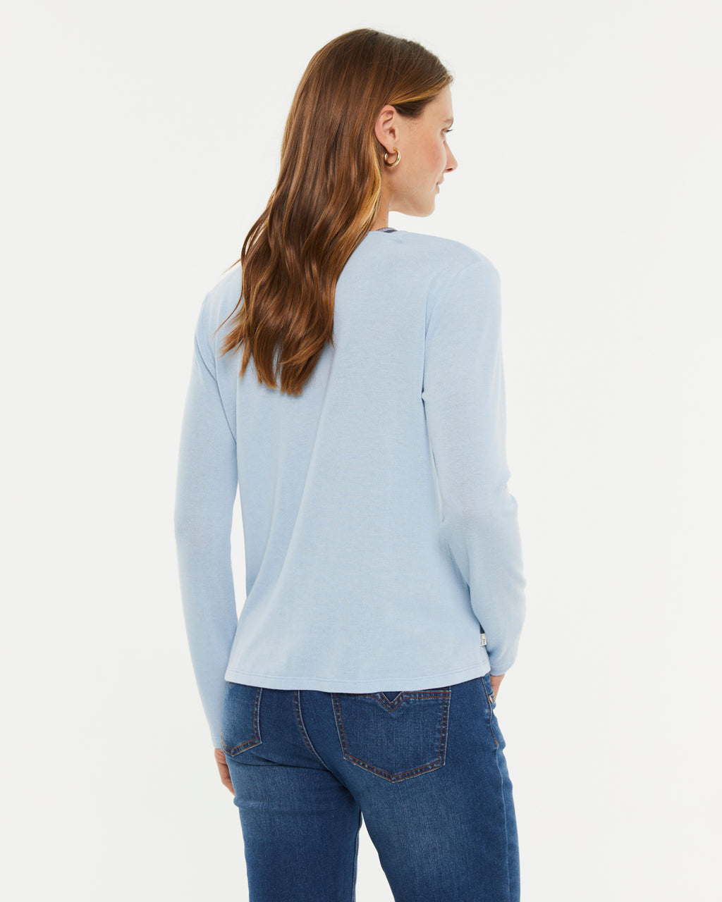 Camiseta de mujer escote pico manga larga