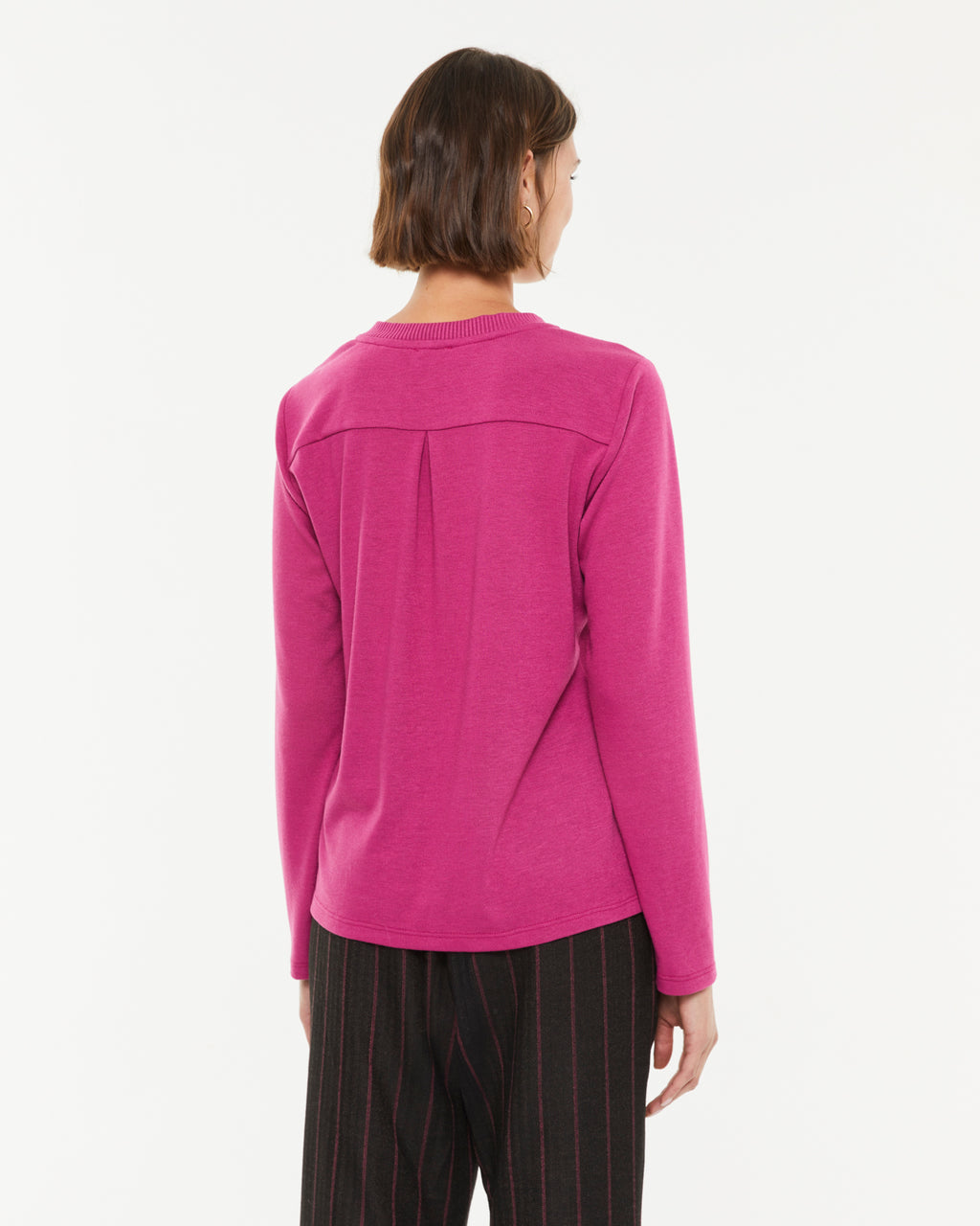 T-shirt à manches longues et col rond pour femme