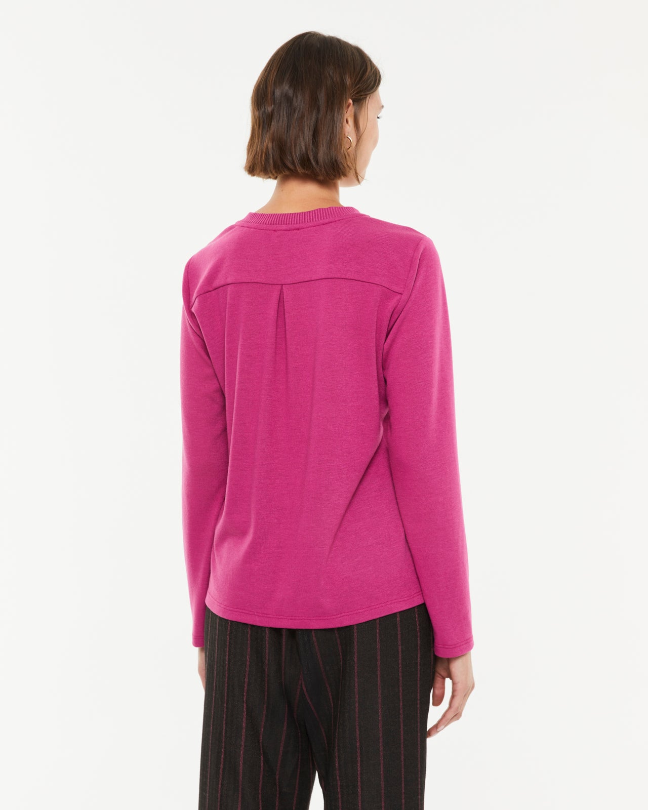 T-shirt à manches longues et col rond pour femme