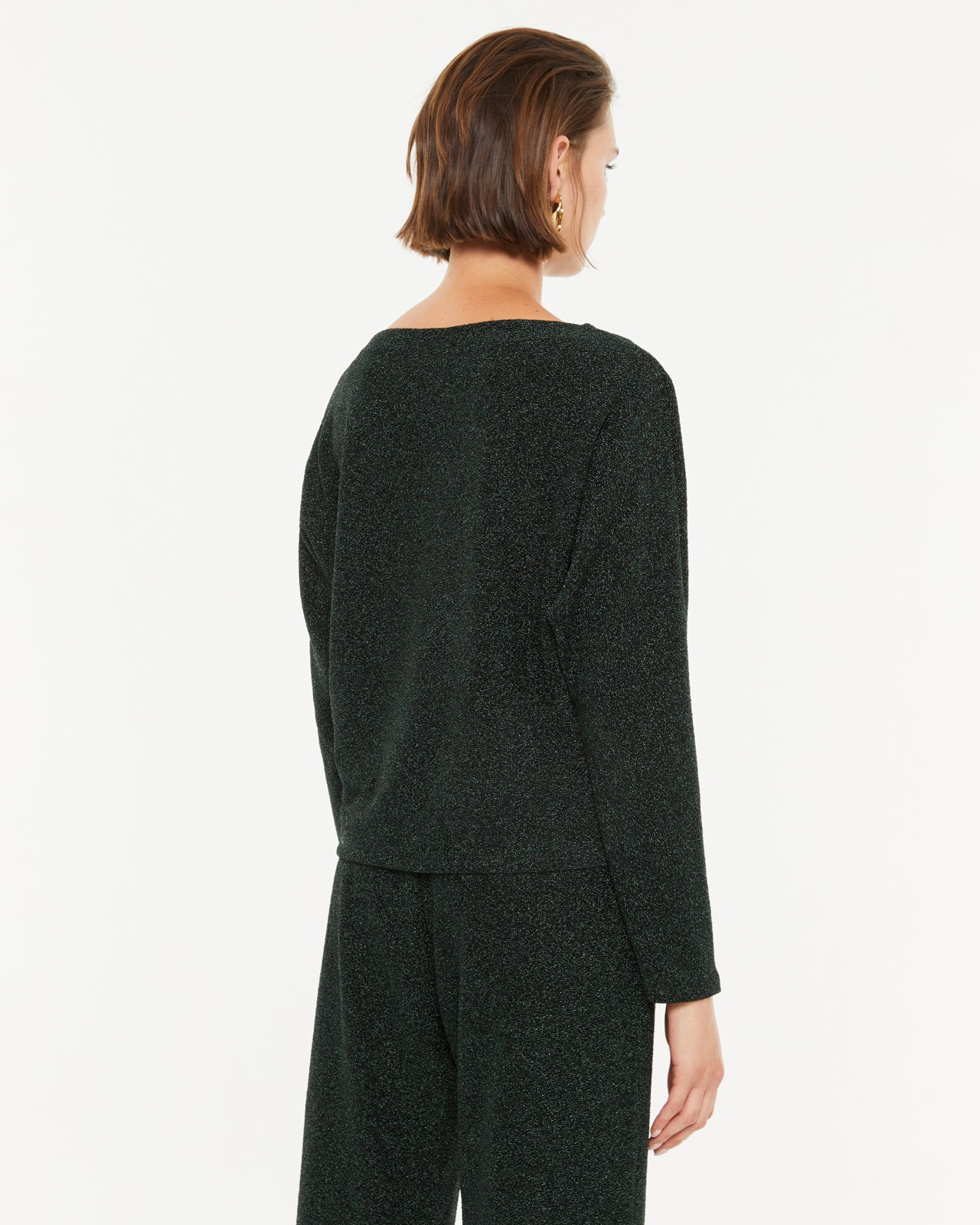 Women's long-sleeved boat-neck T-shirt