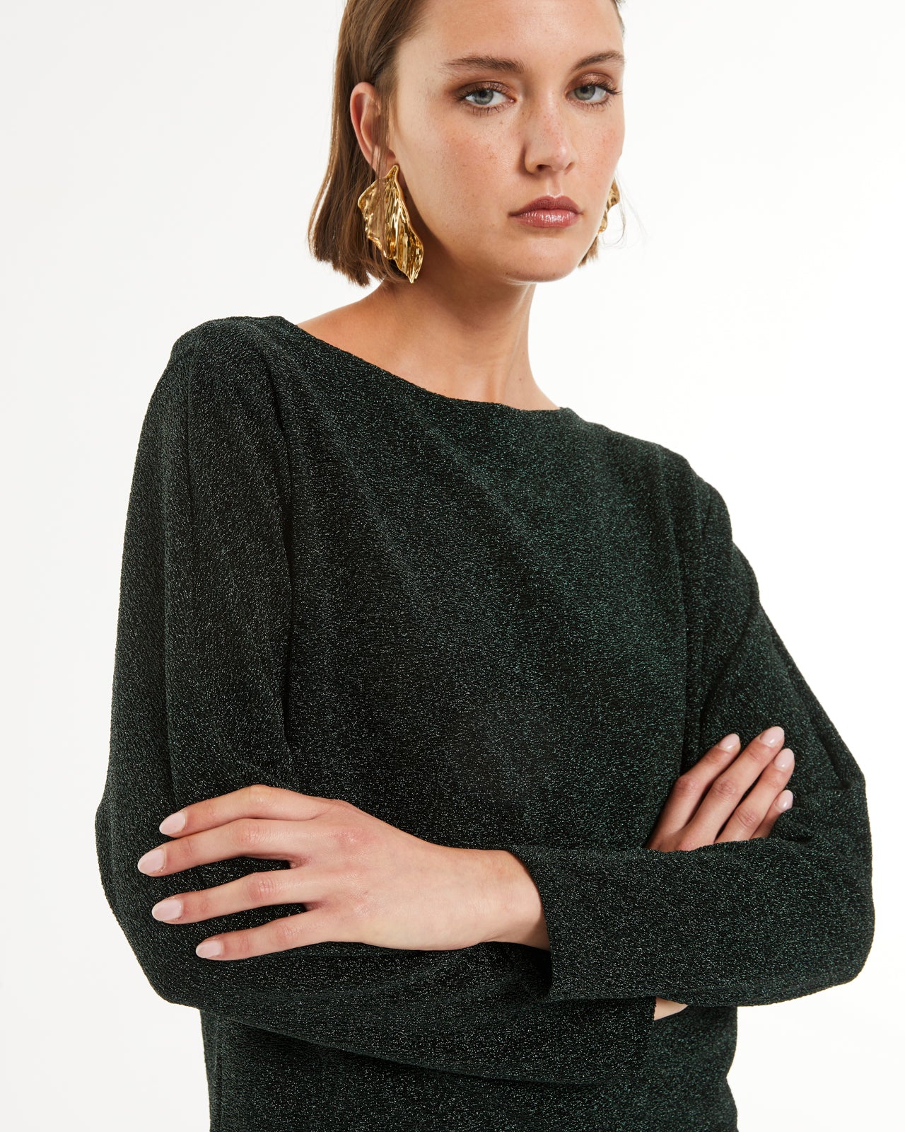 Women's long-sleeved boat-neck T-shirt