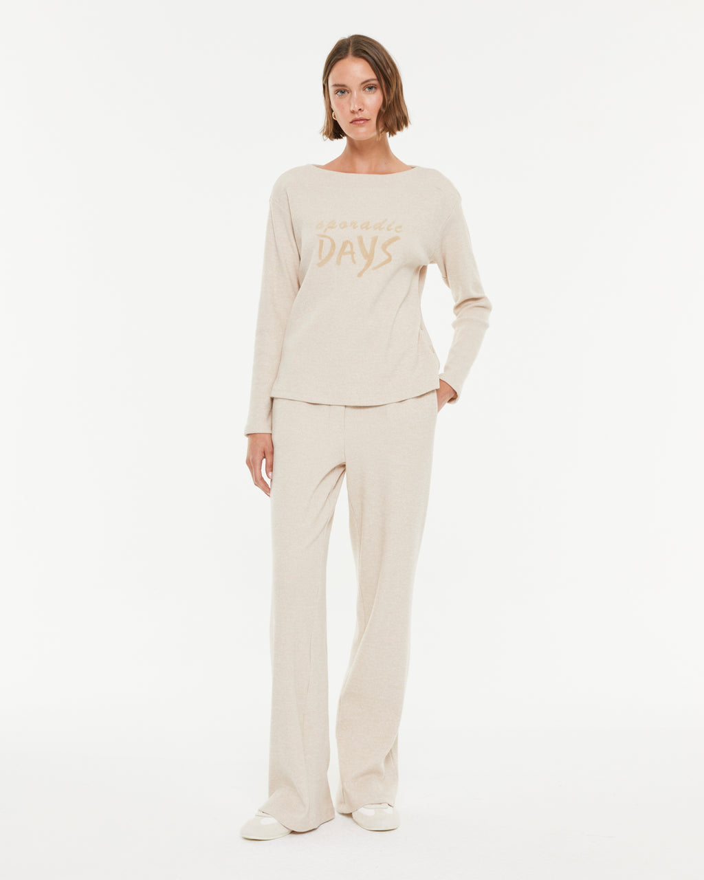 T-shirt à manches longues et col rond pour femme