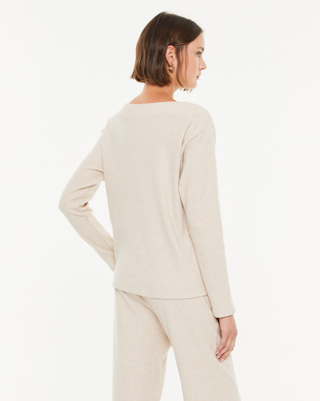T-shirt à manches longues et col rond pour femme